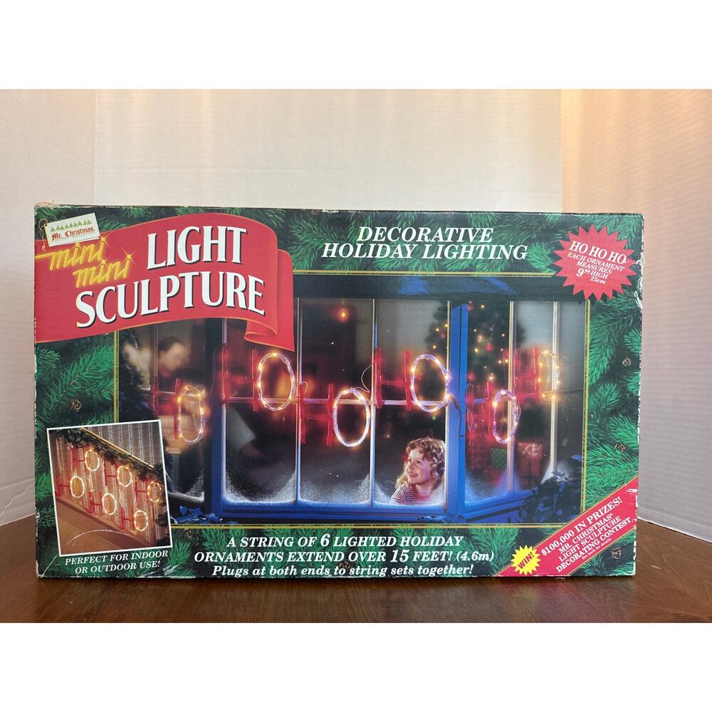 Mr. Christmas HO HO HO Light Up Holiday‎ Lights Sculpture Vintage String of 6